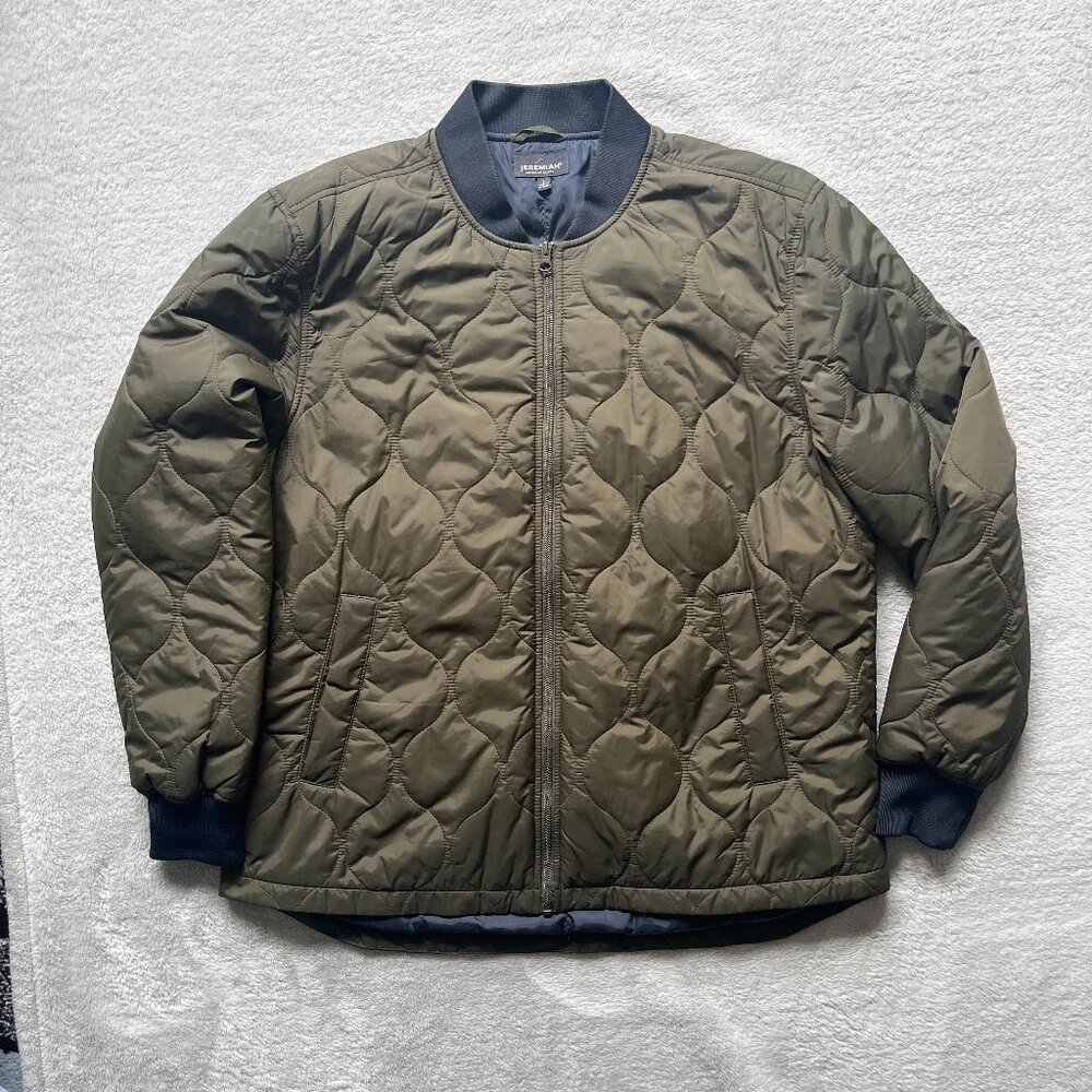 Jeremiah quilted bomber jacket mens green Large